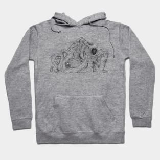 Octopus and Helmet, black line art Hoodie